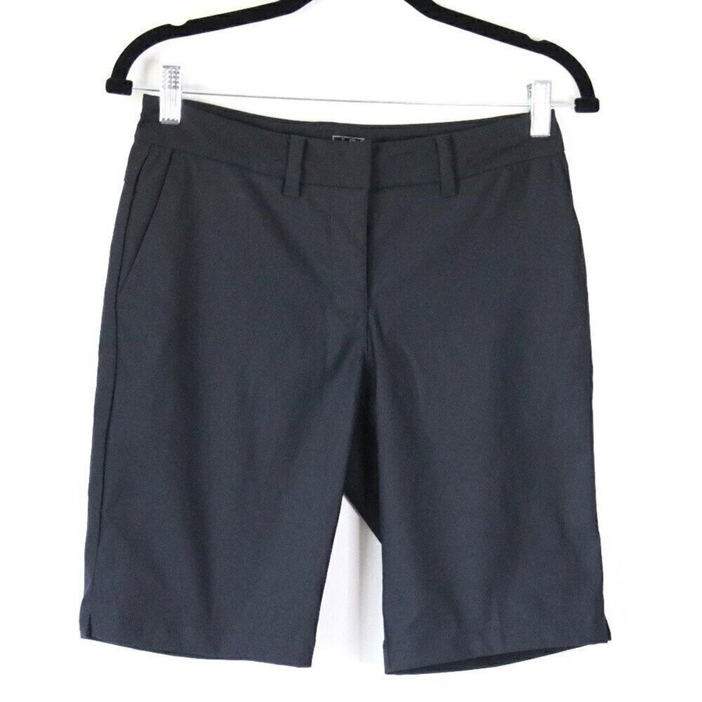 Women's Black Nike Golf Shorts Bermuda Athletic Flat Front Size 2